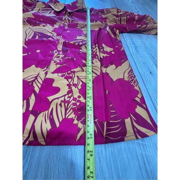 First Love hot pink and mustard floral blouse size S - Picture 10 of 12